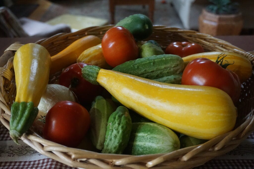 Reasons to grow your own food - basket of fresh vegetables