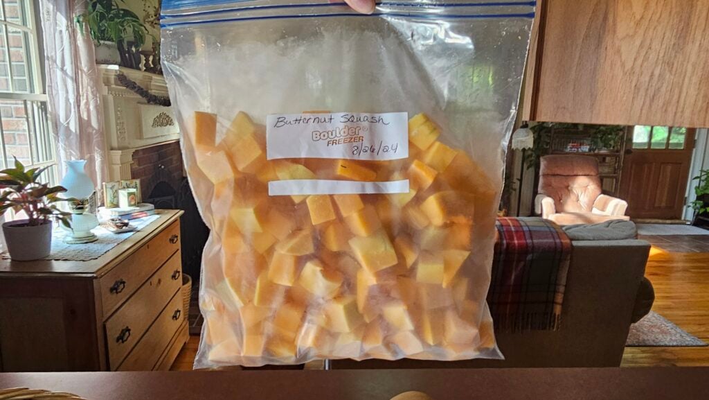 The Outdoor Apothecary freezing butternut squash