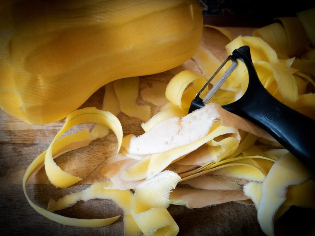The Outdoor Apothecary freezing butternut squash - cleaning and peeling
