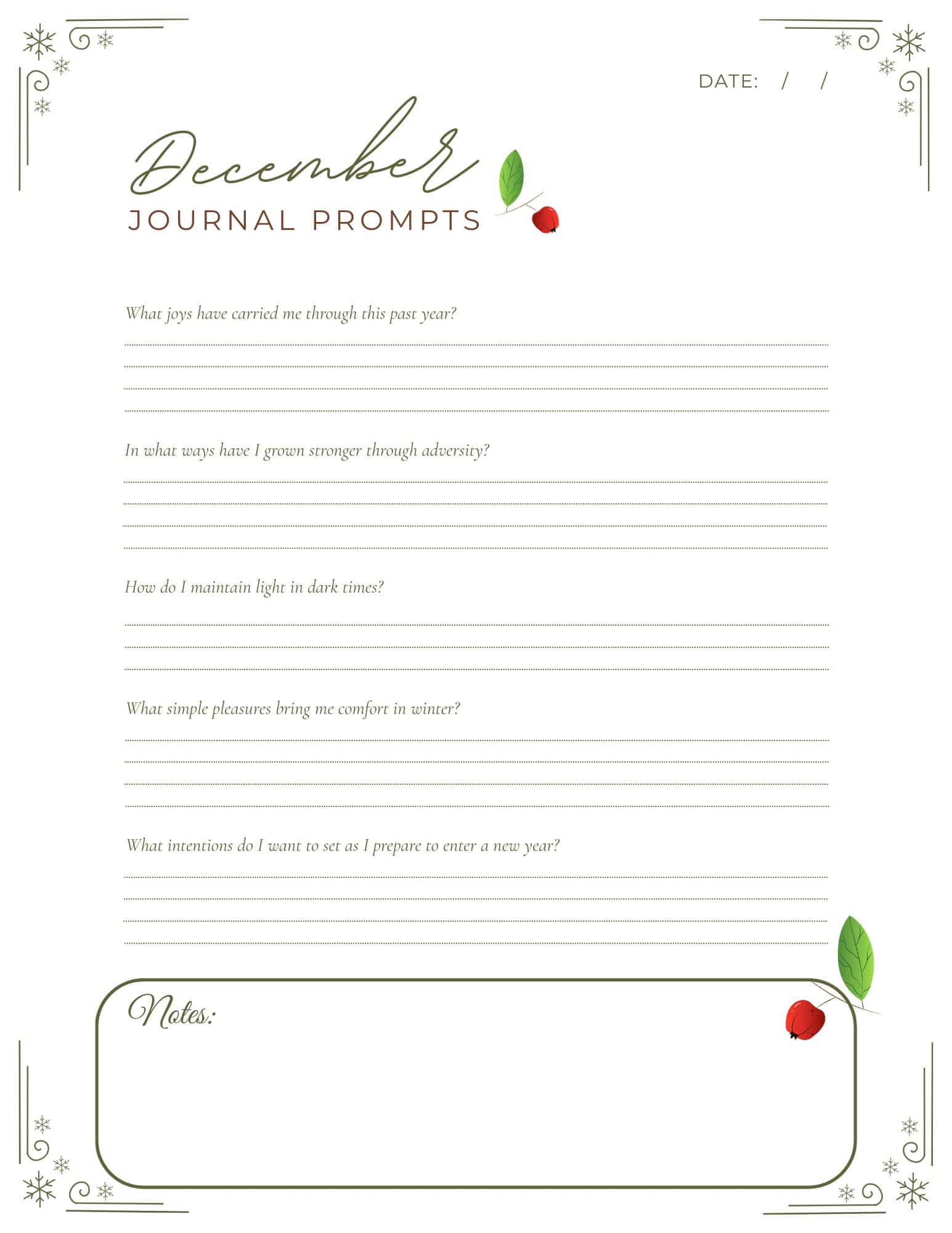 wintergreen folklore December Journal Prompts