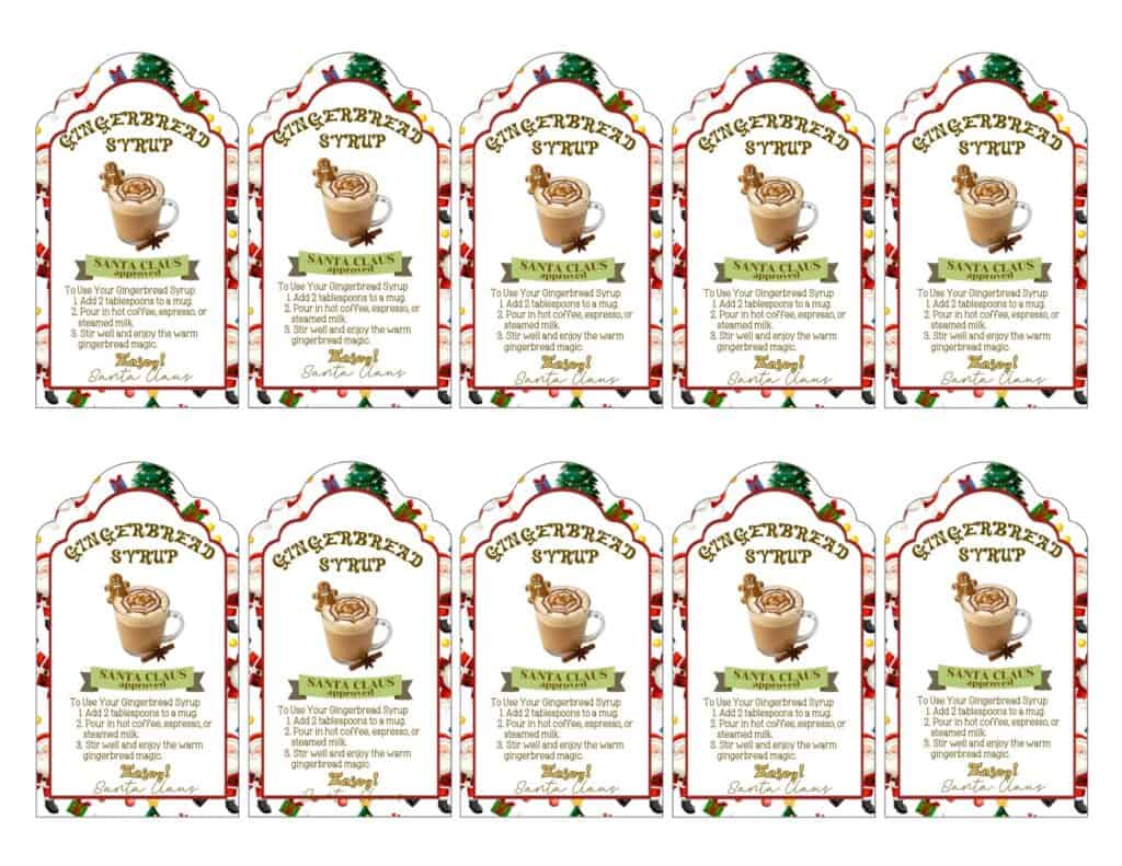 Free Printable Gift Tags for Your Gingerbread Syrup